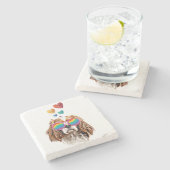 Cavalier King Dog met Hearts Valentijnsdag Stenen Onderzetter (Zijkant)