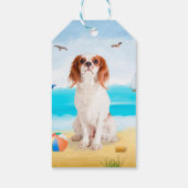 Cavalier King Dog op strand Cadeaulabel (Achterkant)