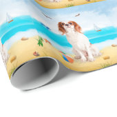 Cavalier King Dog op strand Cadeaupapier (Rol Hoek)