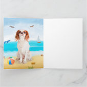 Cavalier King Dog op strand Kaart (Binnen)