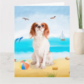 Cavalier King Dog op strand Kaart (Voorkant)