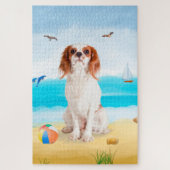 Cavalier King Dog op strand Legpuzzel (Verticaal)