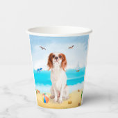 Cavalier King Dog op strand Papieren Bekers (Achterkant)