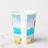 Cavalier King Dog op strand Papieren Bekers (Links)