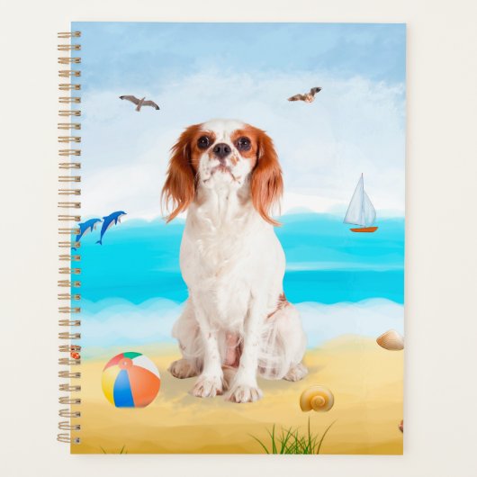 Cavalier King Dog op strand Planner (Voorkant)