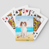 Cavalier King Dog op strand Pokerkaarten (Achterkant)