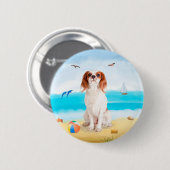 Cavalier King Dog op strand Ronde Button 5,7 Cm (Voorkant /achterkant)