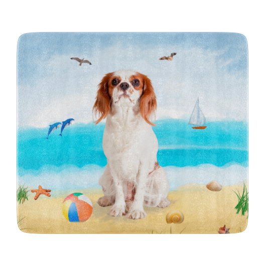 Cavalier King Dog op strand Snijplank (Voorkant)