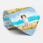Cavalier King Dog op strand Stropdas (Opgerold)