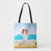 Cavalier King Dog op strand Tote Bag (Voorkant)