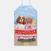 Cavalier King Dog Valentijnsdag Truck Hearts Cadeaulabel (Voorkant)