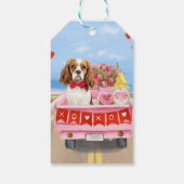 Cavalier King Dog Valentijnsdag Truck Hearts Cadeaulabel (Achterkant)