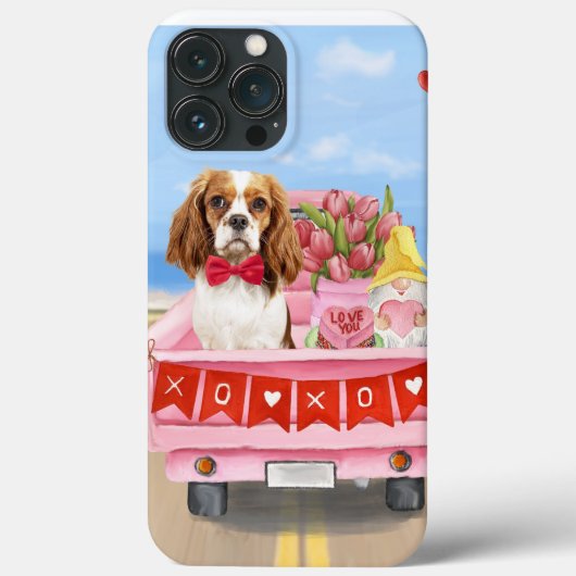 Cavalier King Dog Valentijnsdag Truck Hearts Case-Mate iPhone Case (Achterkant)