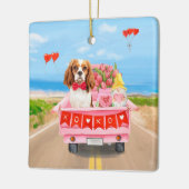 Cavalier King Dog Valentijnsdag Truck Hearts Keramisch Ornament (Links)