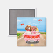 Cavalier King Dog Valentijnsdag Truck Hearts Magneet (Voorkant / Achterkant)