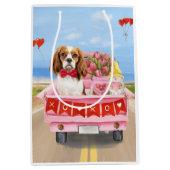 Cavalier King Dog Valentijnsdag Truck Hearts Medium Cadeauzakje (Voorkant)