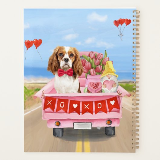 Cavalier King Dog Valentijnsdag Truck Hearts Planner (Achterkant)