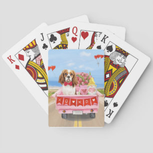Cavalier King Dog Valentijnsdag Truck Hearts Pokerkaarten