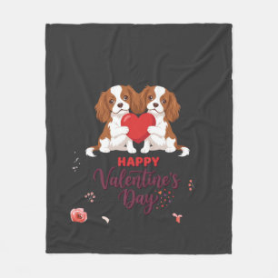Cavalier King Hond Gelukkige Valentijnsdag Bloemst Fleece Deken