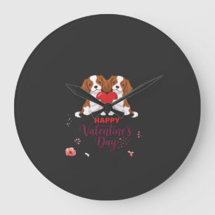 Cavalier King Hond Gelukkige Valentijnsdag Bloemst Grote Klok