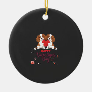 Cavalier King Hond Gelukkige Valentijnsdag Bloemst Keramisch Ornament