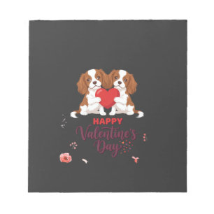 Cavalier King Hond Gelukkige Valentijnsdag Bloemst Notitieblok