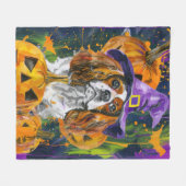 Cavalier King Hond Halloween Heks en Pompoen Fleece Deken (Voorkant (Horizontaal))