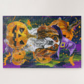 Cavalier King Hond Halloween Heks en Pompoen Legpuzzel (Horizontaal)