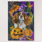 Cavalier King Hond Halloween Heks en Pompoen Legpuzzel (Verticaal)