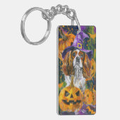 Cavalier King Hond Halloween Heks en Pompoen Sleutelhanger (Voorkant Links)
