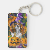 Cavalier King Hond Halloween Heks en Pompoen Sleutelhanger (achterkant)