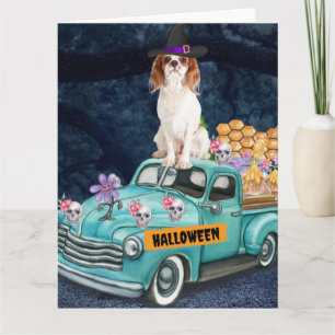 Cavalier King Hond Halloween Truck Schrik Nacht  Kaart