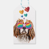 Cavalier King Hond met Hartjes Valentijnsdag Cadeaulabel (Achterkant)