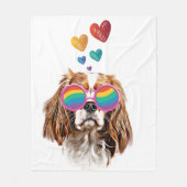 Cavalier King Hond met Hartjes Valentijnsdag Fleece Deken (Voorkant)