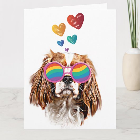 Cavalier King Hond met Hartjes Valentijnsdag  Kaart (Voorkant)