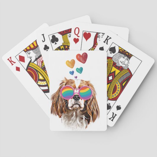 Cavalier King Hond met Hartjes Valentijnsdag Pokerkaarten (Achterkant)