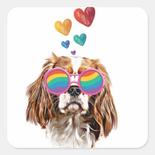 Cavalier King Hond met Hartjes Valentijnsdag Vierkante Sticker