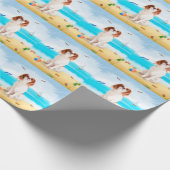 Cavalier King hond op het strand Cadeaupapier (Hoek)