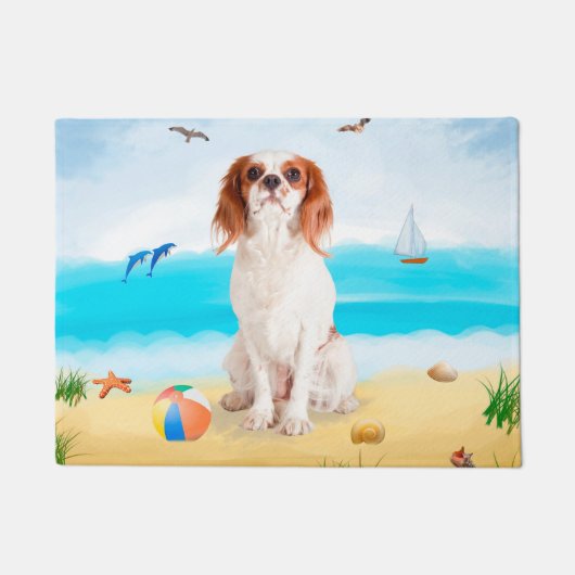 Cavalier King Hond op Strand Deurmat (Voorkant)