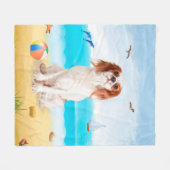 Cavalier King Hond op Strand Fleece Deken (Voorkant (Horizontaal))