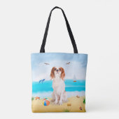 Cavalier King Hond op Strand Tote Bag (Achterkant)