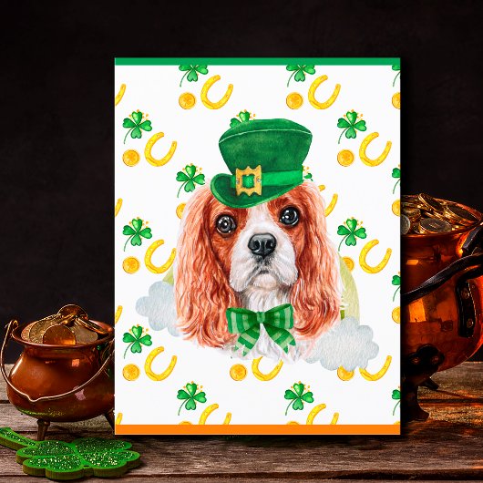 Cavalier King Hond Shamrock St. Patricks Dag Feestdagenkaart