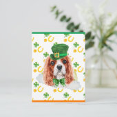 Cavalier King Hond Shamrock St. Patricks Dag Feestdagenkaart (Staand voorkant)