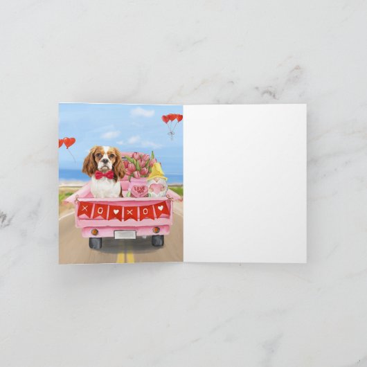 Cavalier King Hond Valentijnsdag Vrachtwagen Hartj Kaart (Binnen)