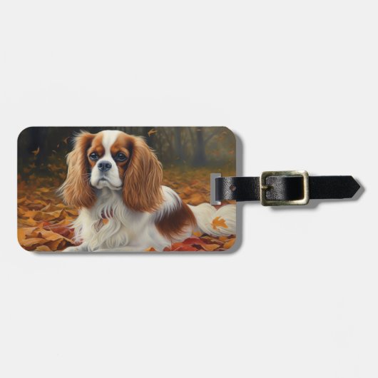 Cavalier King in de herfst laat Herfst inspireren Bagagelabel (Voorkant horizontaal)