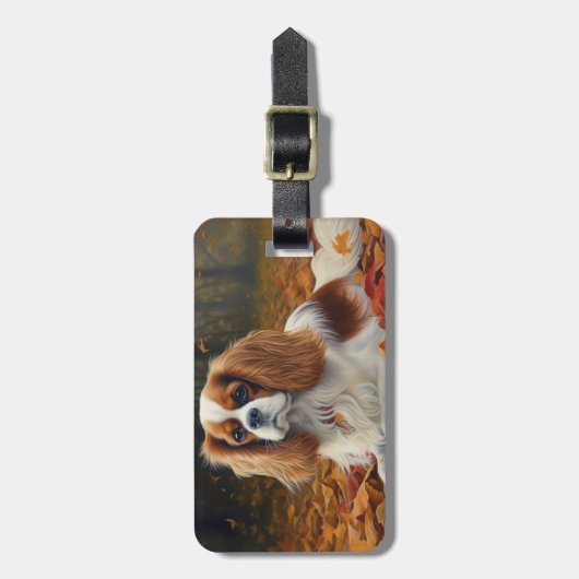 Cavalier King in de herfst laat Herfst inspireren Bagagelabel (Voorkant verticaal)