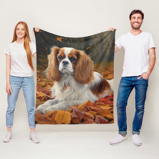Cavalier King in de herfst laat Herfst inspireren Fleece Deken (In situ)