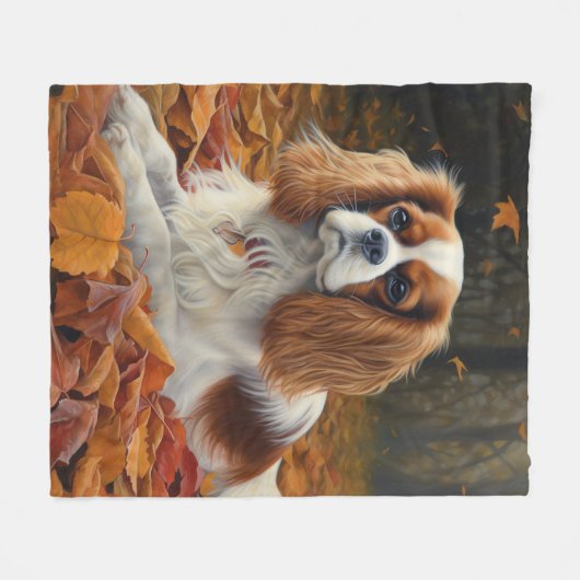 Cavalier King in de herfst laat Herfst inspireren Fleece Deken (Voorkant (Horizontaal))