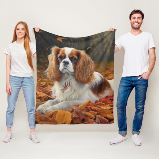 Cavalier King in de herfst laat Herfst inspireren Fleece Deken (In situ)