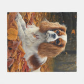 Cavalier King in de herfst laat Herfst inspireren Fleece Deken (Voorkant (Horizontaal))